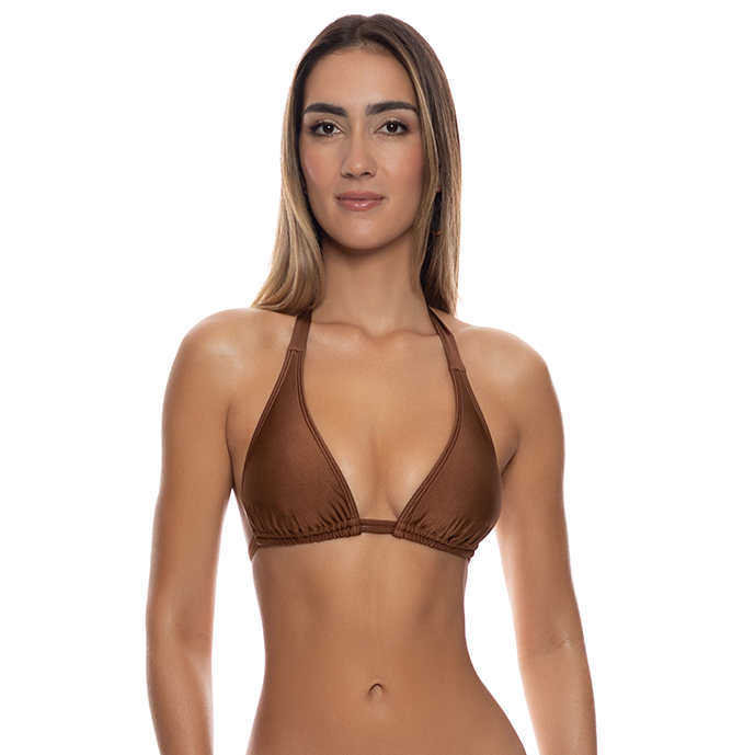 Brown Cosita Buena Triangle Halter Top