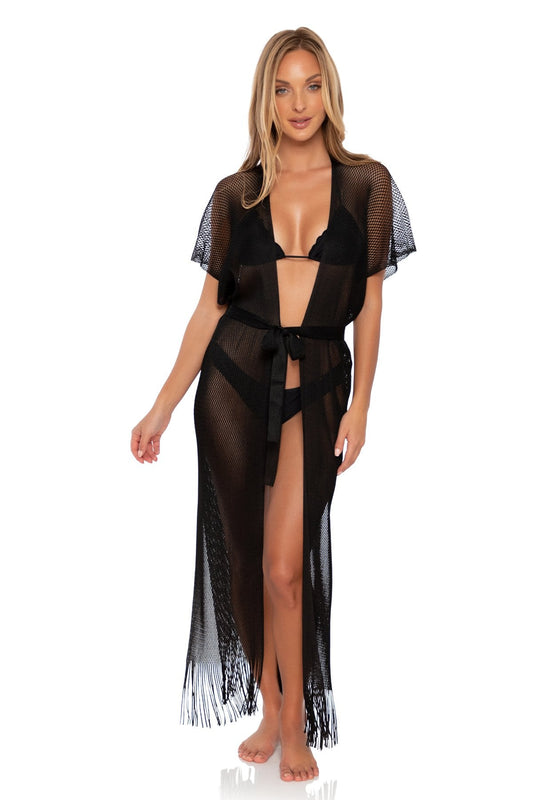 Black Long Caftan Cover Up