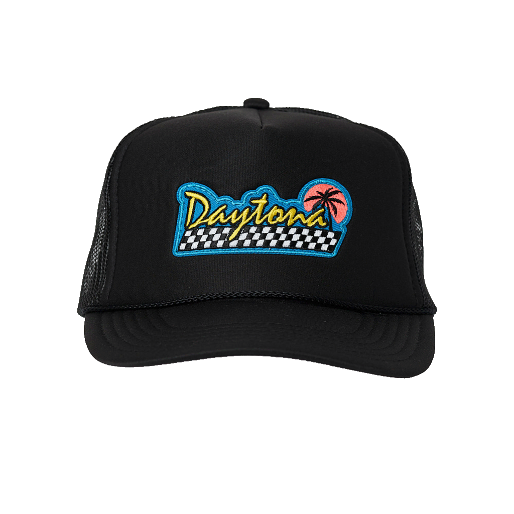 Black Daytona Patch Trucker Hat