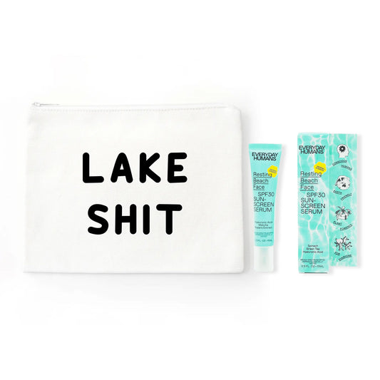 "Lake Sh*t" Pouch Gift Bundle with Resting Beach Face Sun Screen Serum