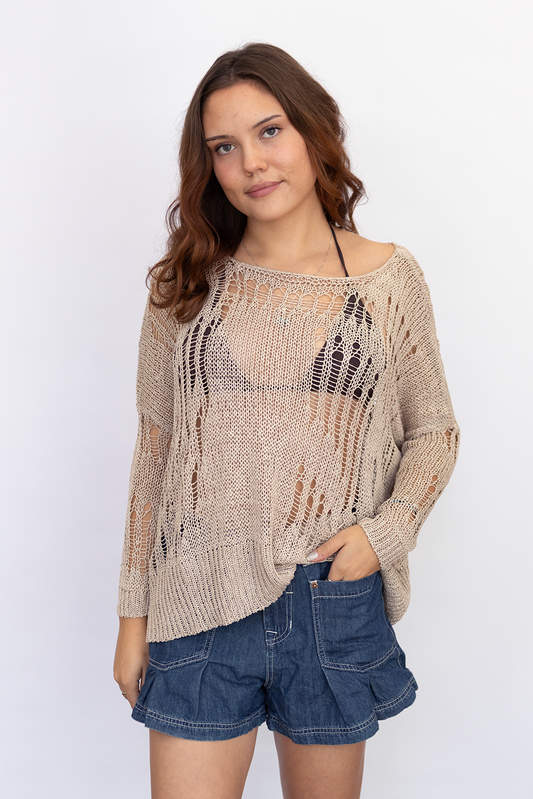 Oyster Open Knit Sweater