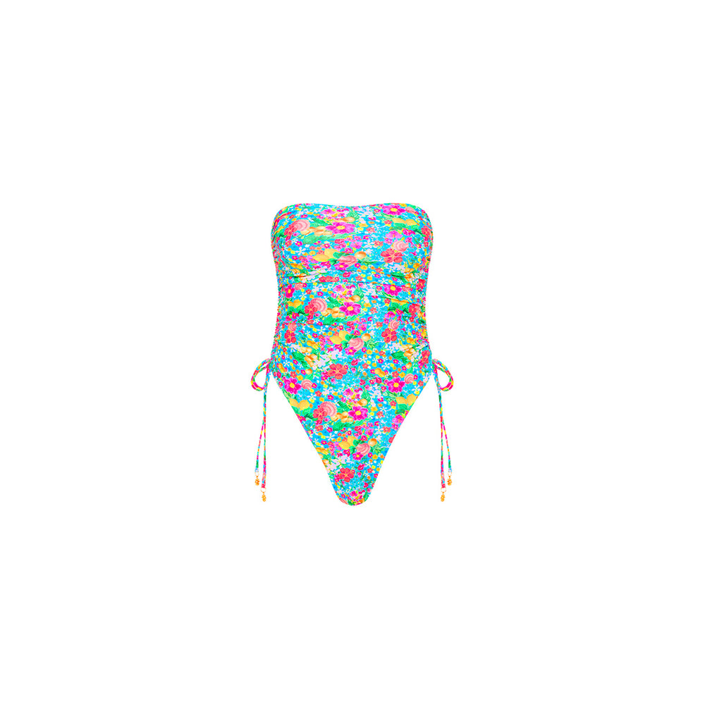 Mermaid Garden Ruched Bandeau One Piece