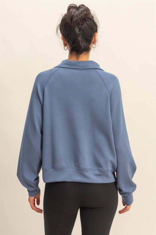 Dusty Navy Penelope Long Sleeve Zip Jacket