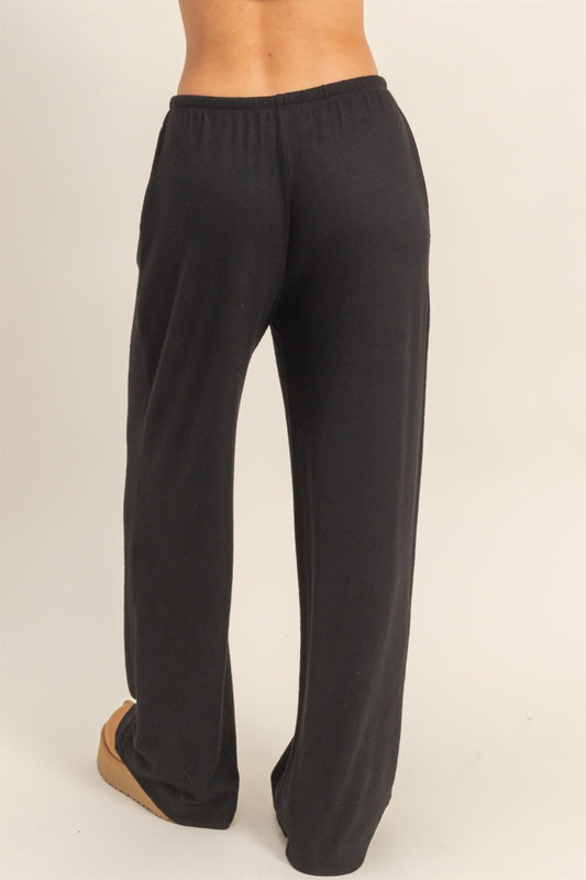 Black Skye Brushed Relaxed Wide Leg Pant