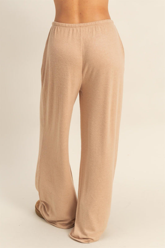 Taupe Skye Brushed Relaxed Wide Leg Pant