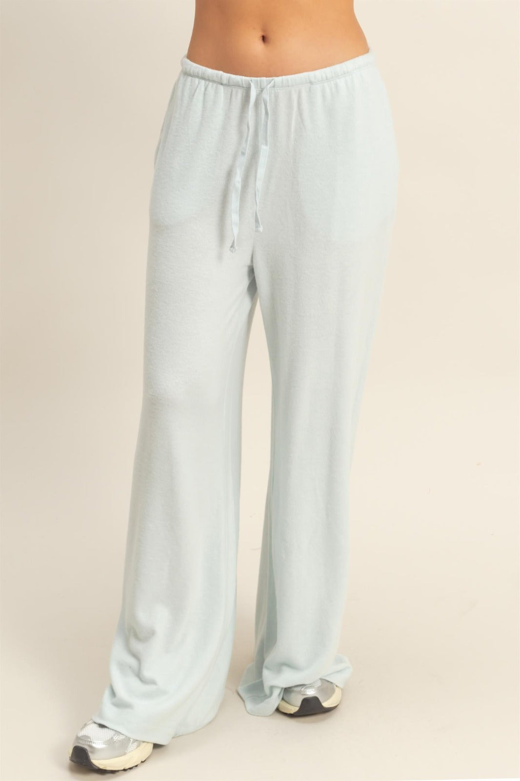 Ice Blue Skye Brushed Relaxed Wide Leg Pant