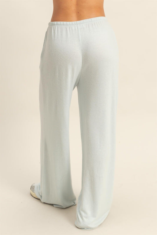 Ice Blue Skye Brushed Relaxed Wide Leg Pant