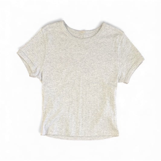 White Pointelle Button-Down Baby Tee