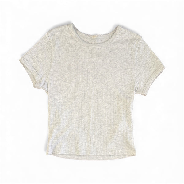 White Pointelle Button-Down Baby Tee
