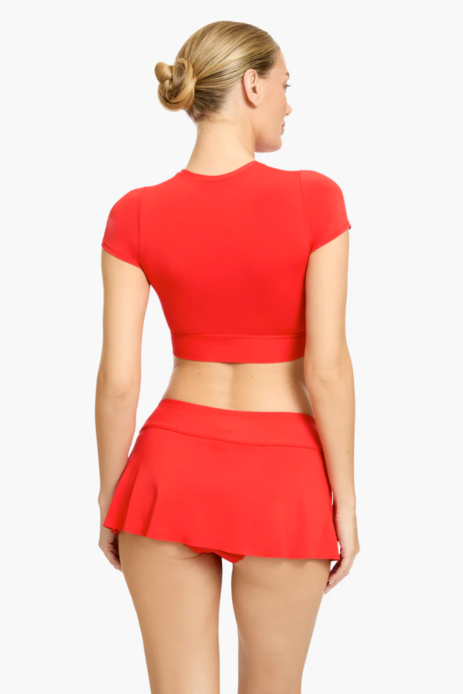 Fiery Red Ava Pleated Skirt