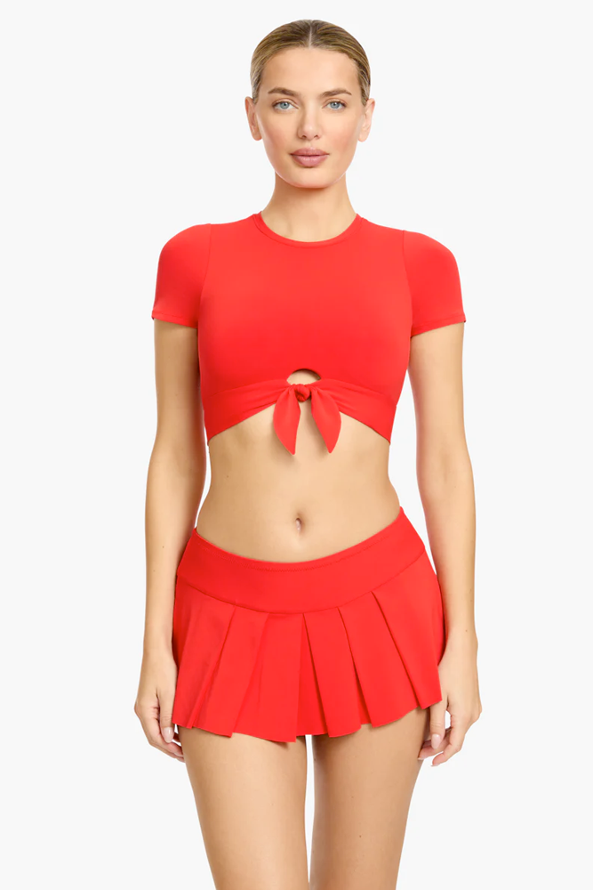 Fiery Red Ava Pleated Skirt
