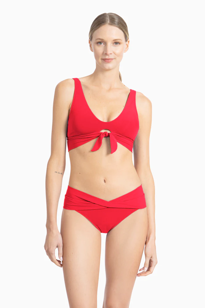 Fiery Red Ava Knot Bikini Top