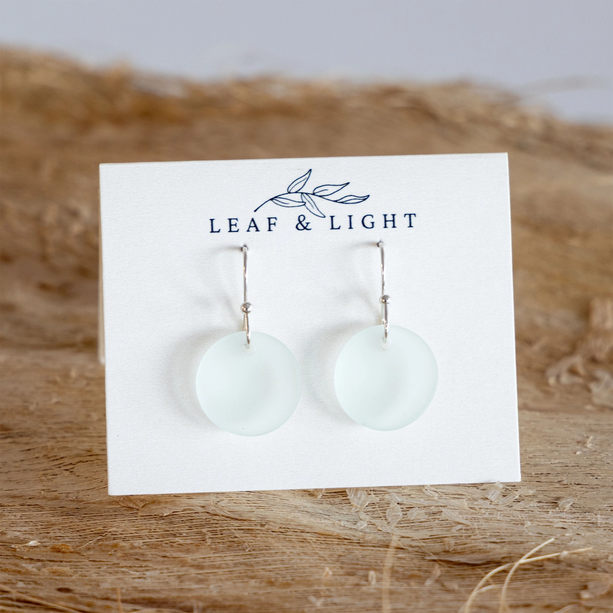 Light Seafoam Circle Coastal Sea Glass Earrings