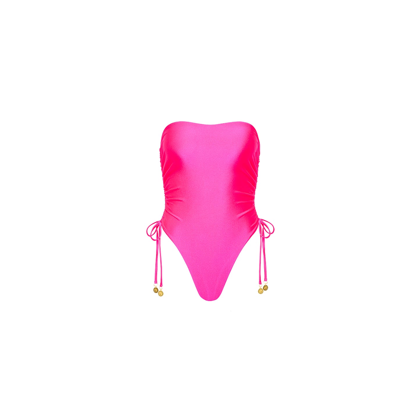 Posh Pink Ruched Bandeau One Piece