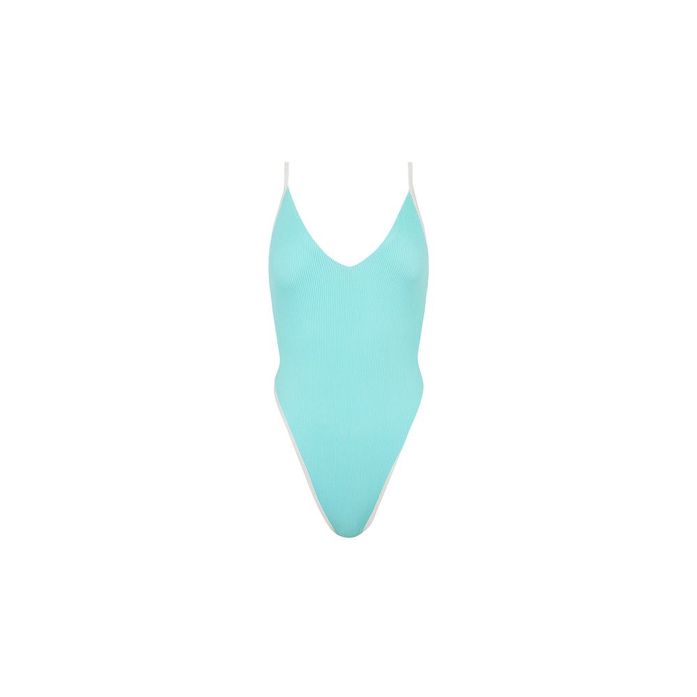 Calypso Blue Plunge Cross Back One Piece