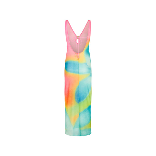 Afterglow Plunge Mesh Maxi Dress
