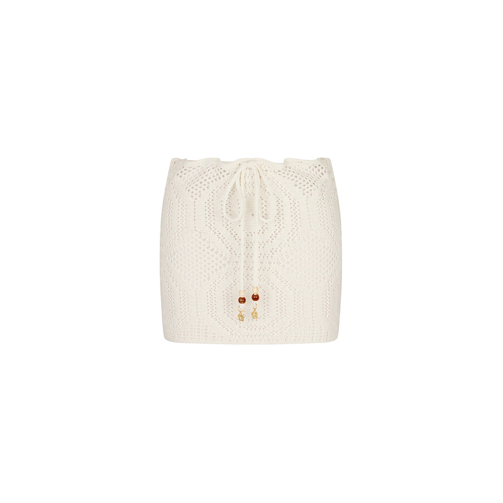 Whipped White Crochet Lace Knit Mini Skirt