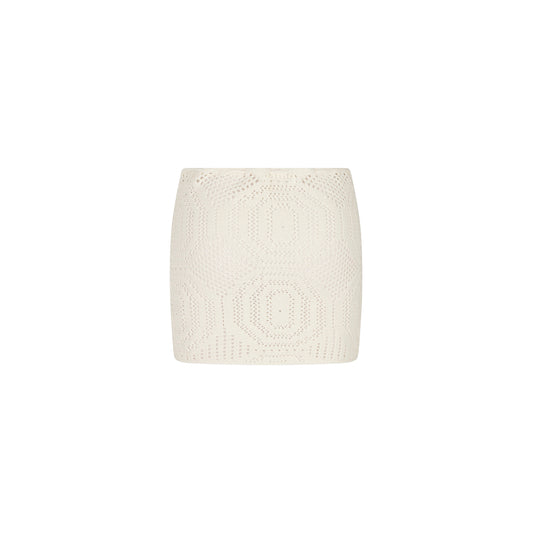 Whipped White Crochet Lace Knit Mini Skirt