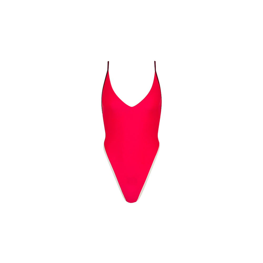 Cherry Cola Plunge Cross Back One Piece