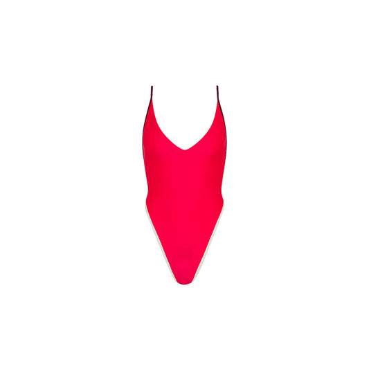Cherry Cola Plunge Cross Back One Piece