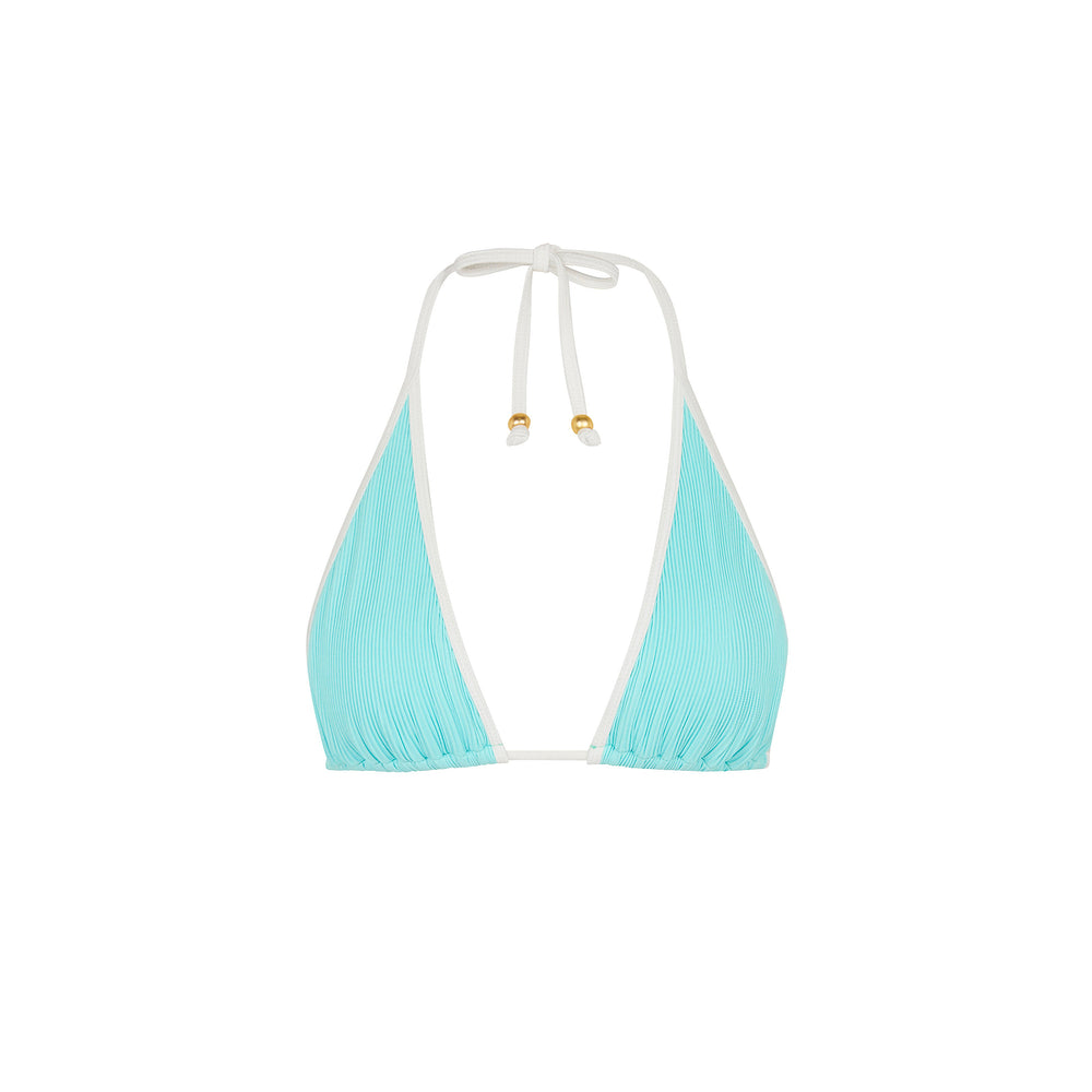 Calypso Blue Bind Triangle Halter Bikini Top