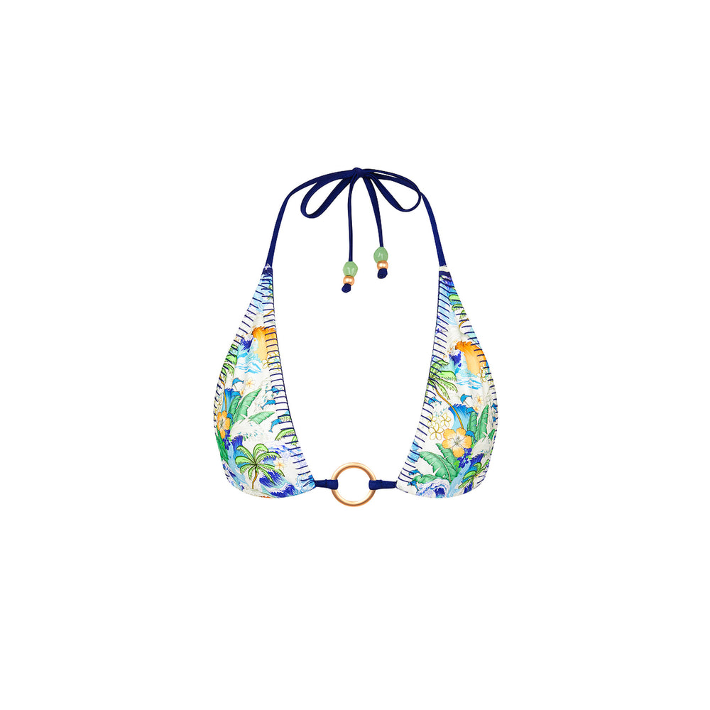 Blue Crush Lace Stitch Ring Halter Top
