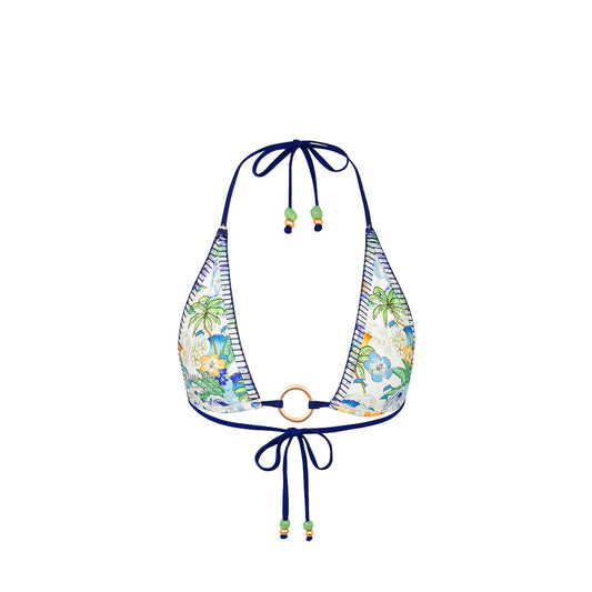 Blue Crush Lace Stitch Ring Halter Top