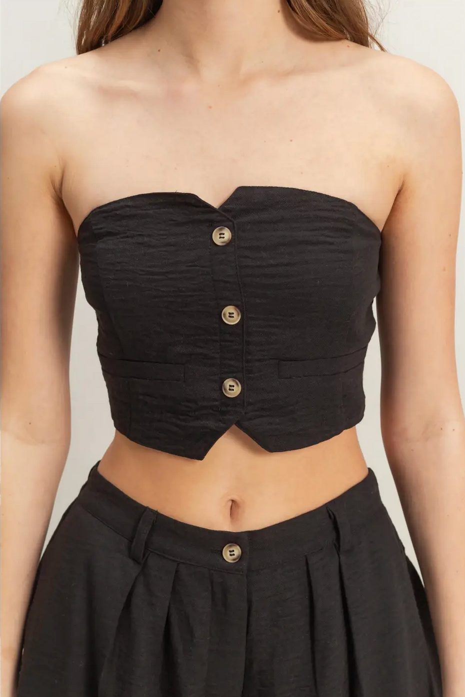 Black Soleil Bandeau Crop Top