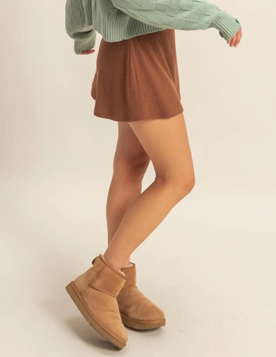 Chestnut Noa Ribbed Mini Skort