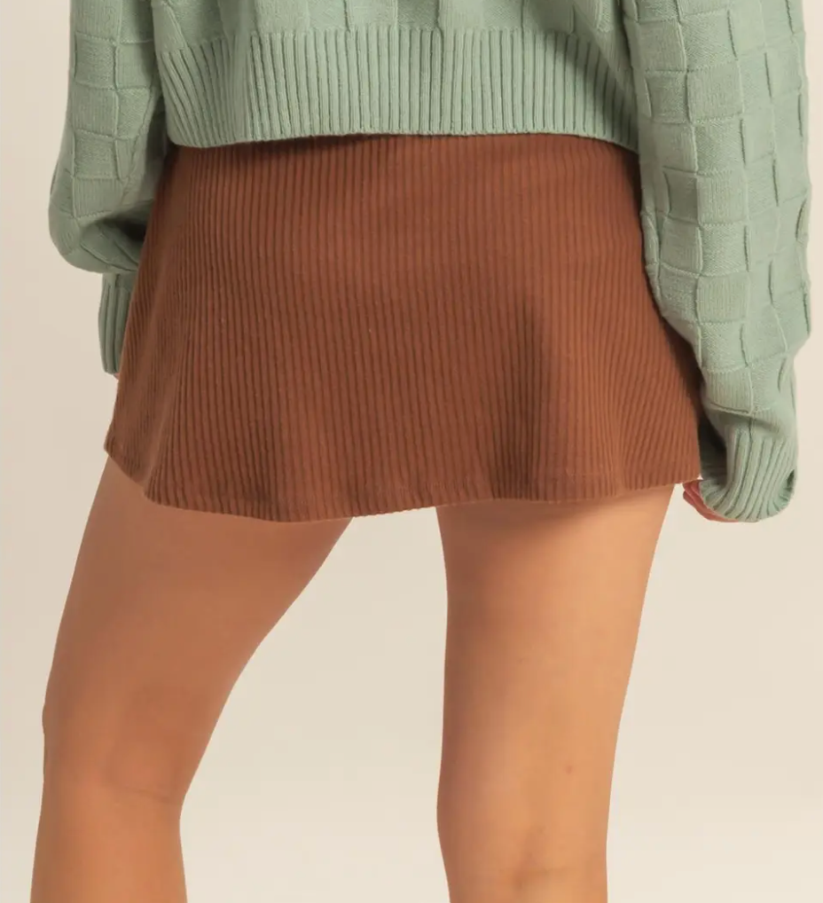 Chestnut Noa Ribbed Mini Skort