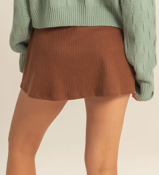 Chestnut Noa Ribbed Mini Skort