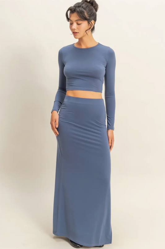 Dusty Navy Asha Maxi Skirt