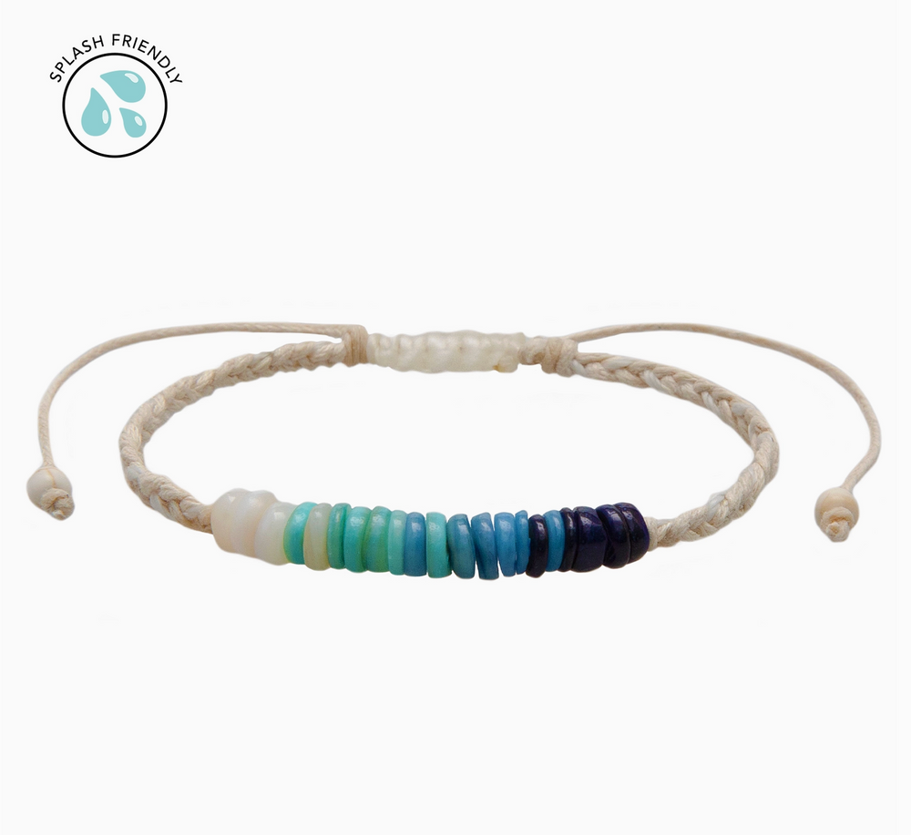 Green Courtney Braided Puka Shell Bracelet