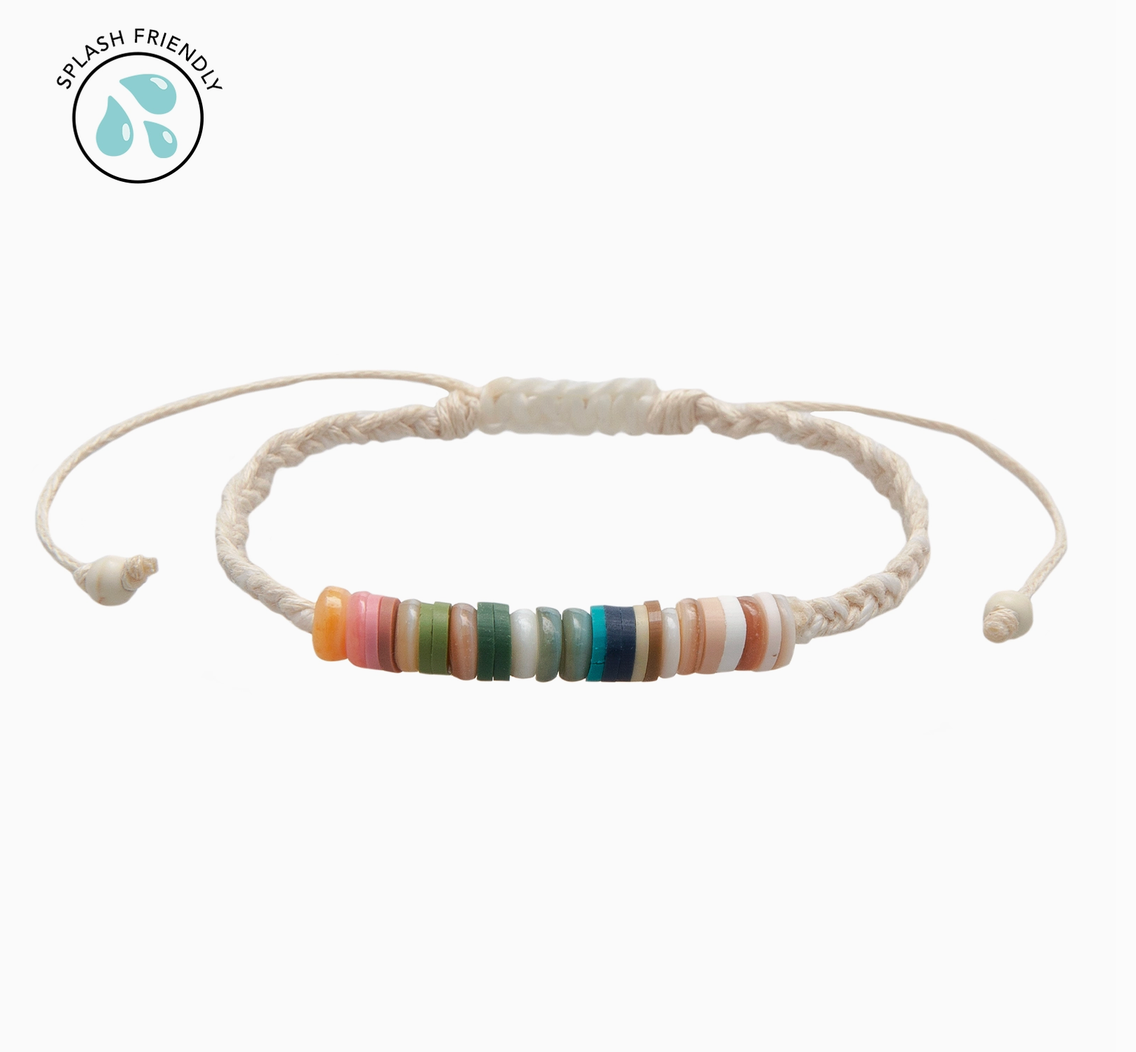 Multicolor Bethany Braided Puka Shell Bracelet