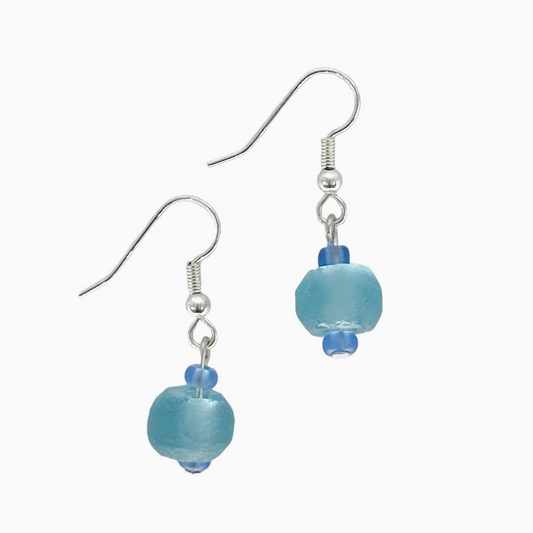 Turquoise Recycled Sea Glass Earrings