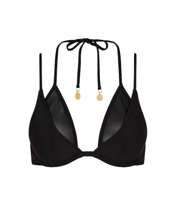 Twilight Black Layered Mesh Underwire Top