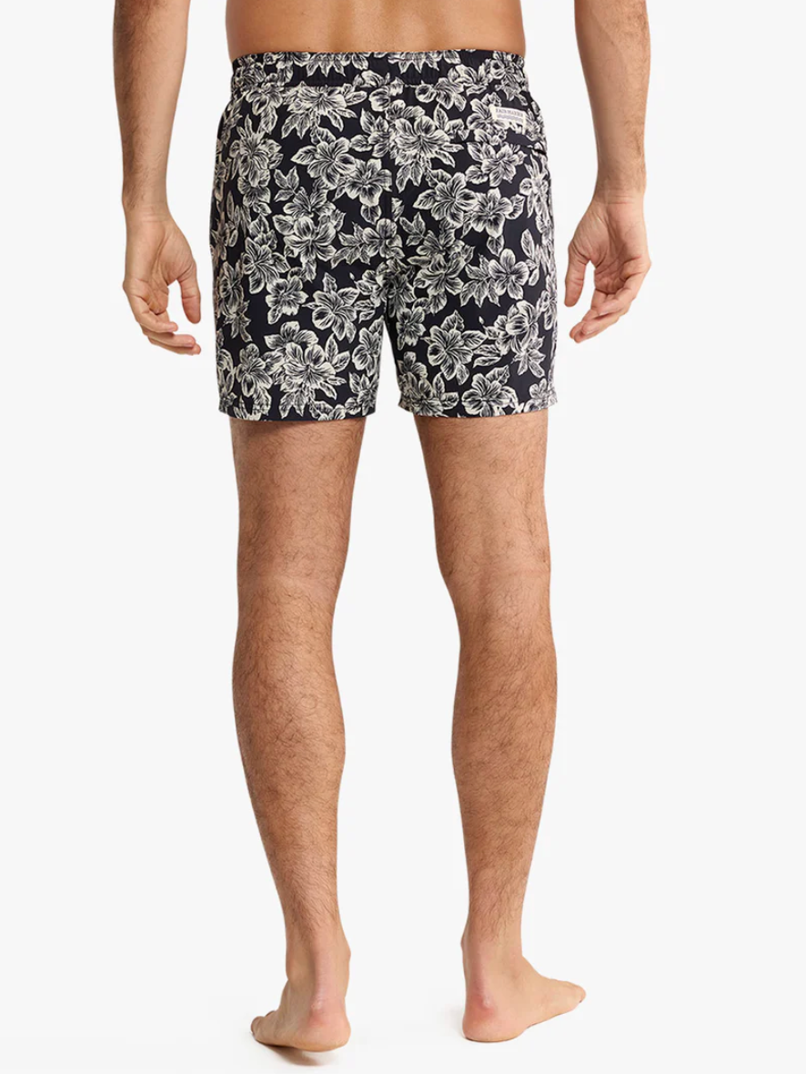 Black Hibiscus Bungalow Men's Trunks