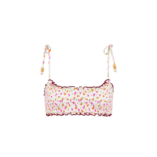 Rosie Posie Shirred Crop Tie Top