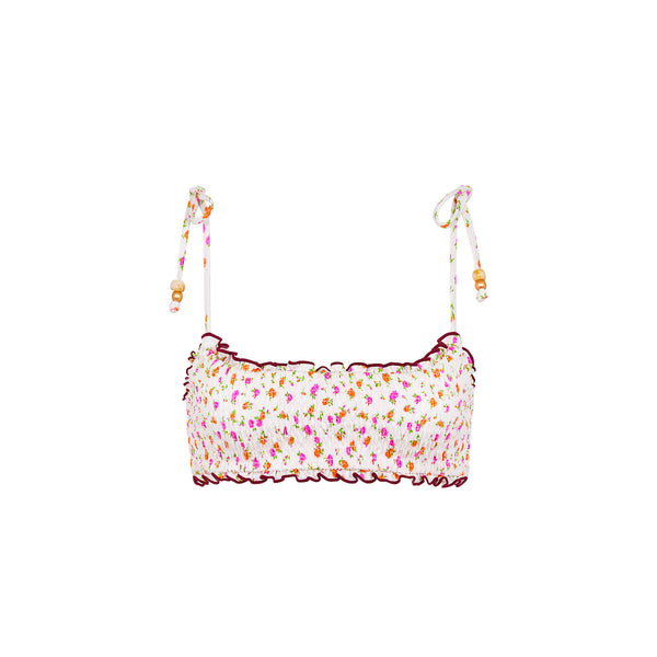 Rosie Posie Shirred Crop Tie Top