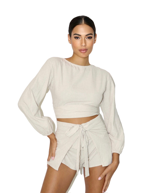 Natural Linen Wrap Short