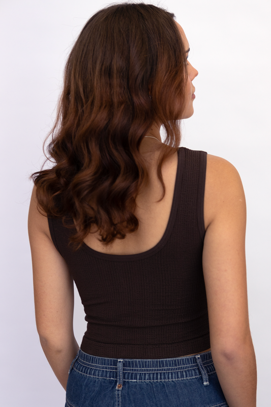 Coffee Bean Seamless U/V Neck Reversible Tank Top