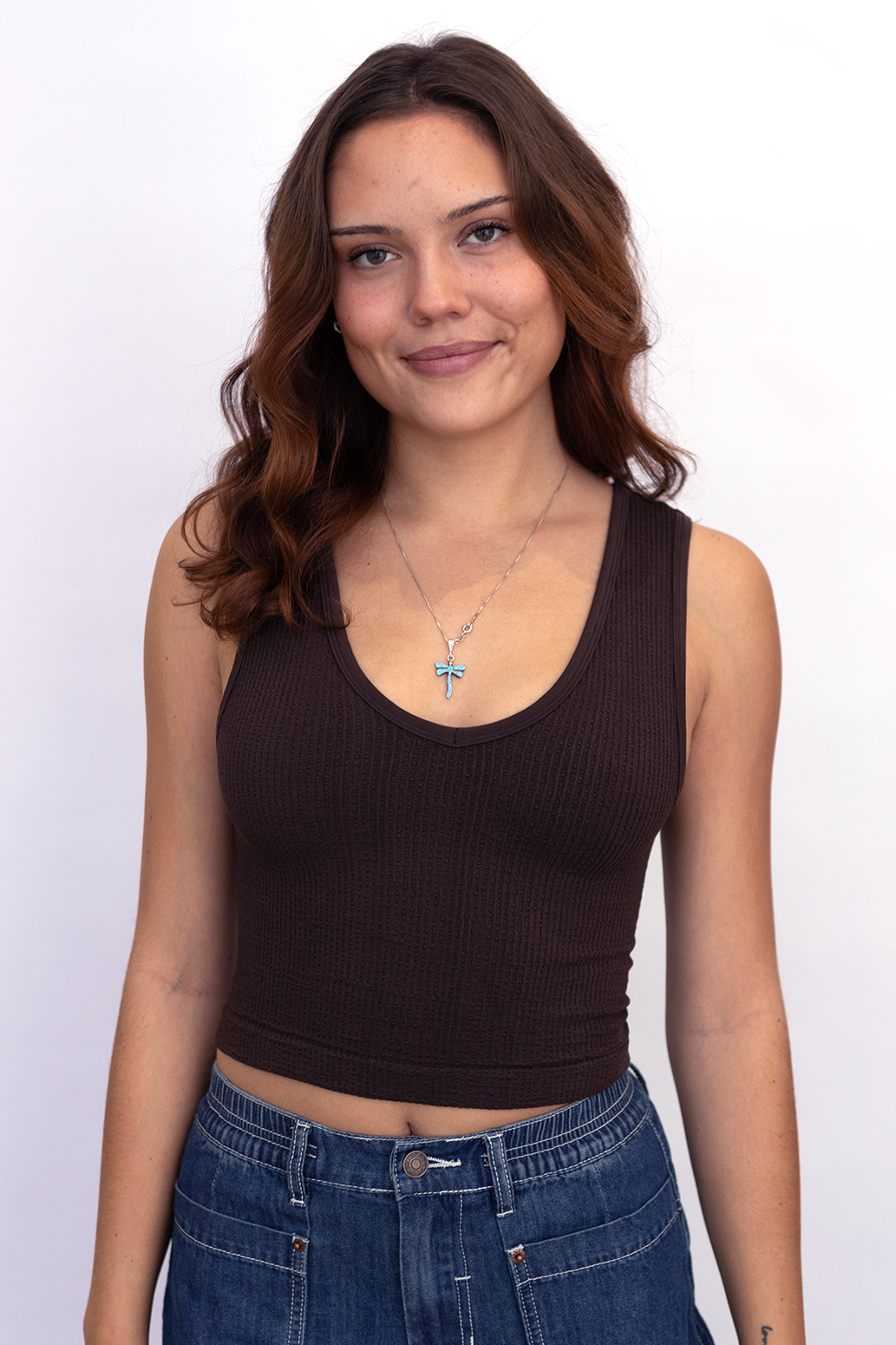 Coffee Bean Seamless U/V Neck Reversible Tank Top