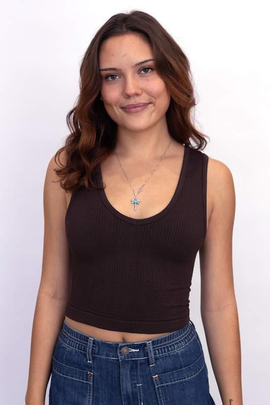 Coffee Bean Seamless U/V Neck Reversible Tank Top