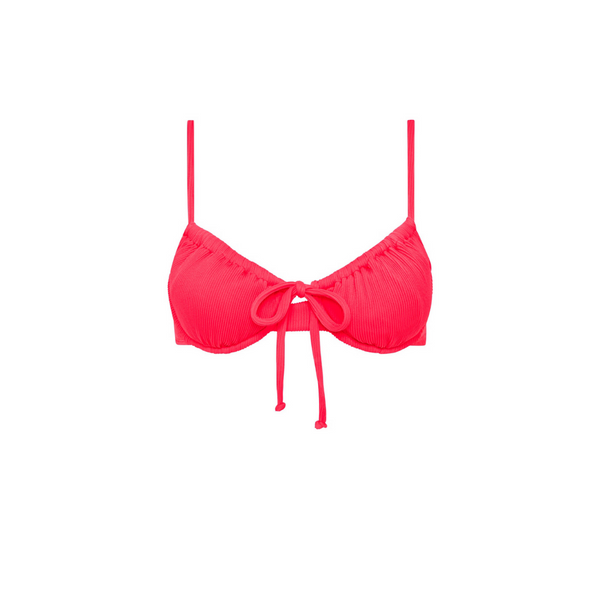 Watermelon Ribbed Ruched Underwire Top