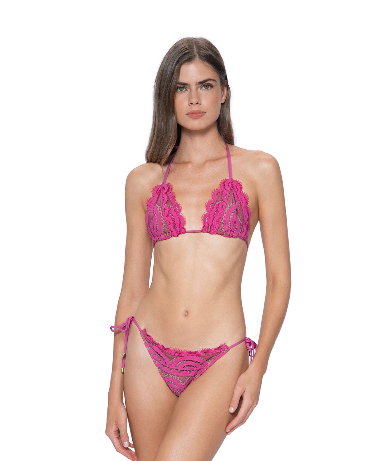 Cosmo Pink Lace Tie Full Bottom