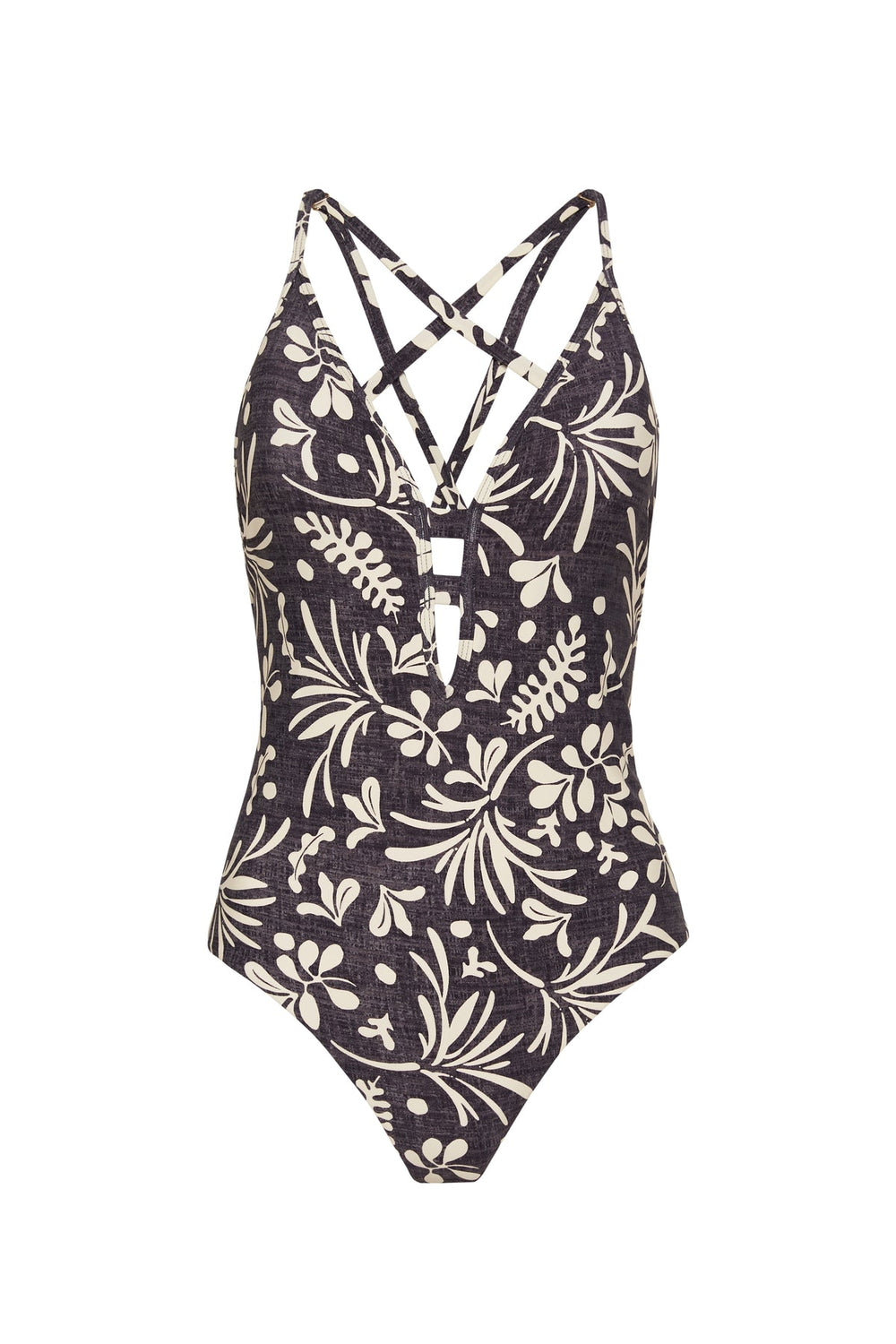 Tapa Plunge Cross Back One Piece